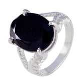 Scarlett Black Solitaire Ring with Elegant Silver Band